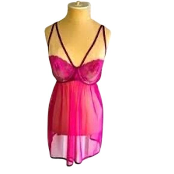 Cacique fuchsia Unconventional lace babydoll 18 20 Plus Intimates Coquette Y2K - Picture 6 of 6